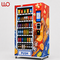 Distributeur automatique de boissons et de collations intelligent commercial, écran tactile 5 pouces, capacité de 300 à 600 unités, paiement en espèces/pièces/carte, libre-service, en acier inoxydable