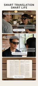 CY02 AI Smart Glasses 13MP Dual <b>Camera</b> 1080P Video <b>Real</b>-time Translation Noise Cancelling Music Calls App Control 290mAh - Product Image 6