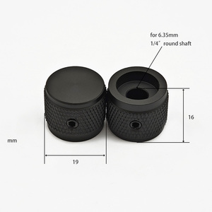 19Mm Diameter Mat Zwart Geanodiseerd Aluminium Roterende 1/4 "Encoder Aanpassen Control Cap Knop Zonder Aanwijzer Voor 6.35Mm Ronde As - Product Image 2