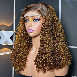 Peluca <span class=keywords><strong>Afro</strong></span> Rizada Corta Bob de Cabello Humano con Encaje Frontal, Cabello Virgen Vietnamita HD Sin Pegamento para Corte Mixto, Peluca Remy para Mujeres Negras - Product Image 1