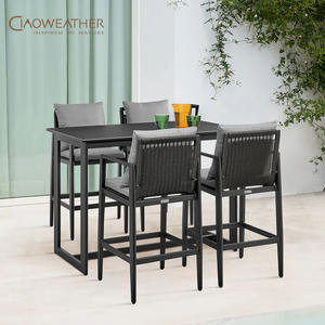 Modern Style Outdoor Aluminum Bar Table and High Chairs Set Patio Dining <strong>Stools</strong> <strong>for</strong> <strong>Garden</strong> Entry or Courtyard - Product Image 3