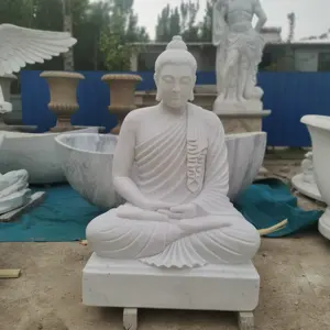 home decor modern natural white china marble stone carvings buddha statue sculptures