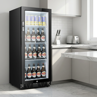 Vitrina Refrigerada Vertical para Bebidas, Sin Escarcha, Puerta Única, Pantalla Táctil, Enfriamiento por Ventilador, 3 Estantes, 148L, Comercial