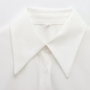 SHENZHU Wanita 25 Musim Semi Mode Baru Blus Lengan Gelembung Temperamen dengan Bukaan Longgar Vintage Lengan Pendek Kemeja Wanita Chic Top - Product Image 4