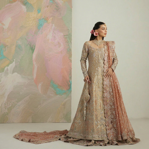 Modern Beaded Bridal Dress Long Sleeve Floor Length <b>Wedding</b> Gown with <b>Shawl</b> for Pakistani and Indian Women - Product Image 1