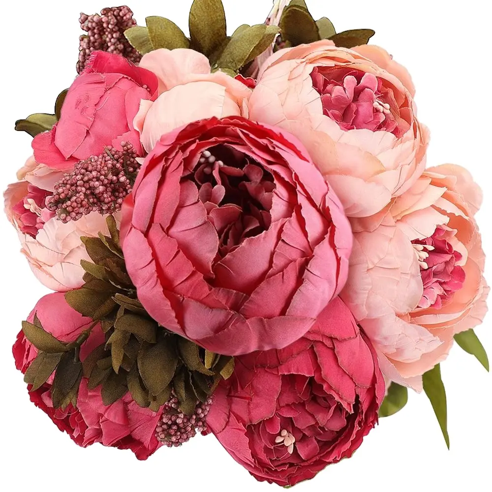 Bouquet de fleurs de pivoines artificielles de haute qualité pour décoration de fête de mariage