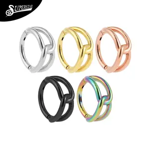 Superstar Custom 316L Stainless Steel Cast Nasal Septum Buckle Structure Design Polished PVD Nose Ring Piercing Jewelry