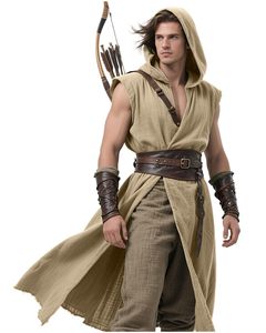 Disponible: Capa con Capucha Renacentista, Túnica sin Mangas, Disfraz Vikingo para Hombre, Disfraz Medieval para Halloween - Product Image 5