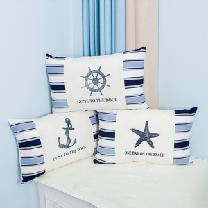 Mediterranean Ocean Style Embroidered <b>Throw</b> <b>Pillows</b> Rectangle 100% Cotton Removable With Insert Decorative Cushions - Product Image 1