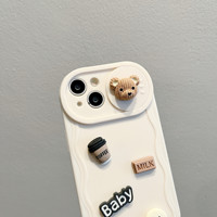 Coque de téléphone pour Apple 16 Pro Max, motif ours café, coque de téléphone pour iPhone 15 14 13 Plus, protection intégrale anti-chute