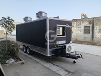 Camion de restauration rapide mobile personnalisé, couleur au choix, longueur 5,5 m, camion à hamburgers carré, fenêtres coulissantes, cadre en aluminium résistant à la rouille, 4 roues