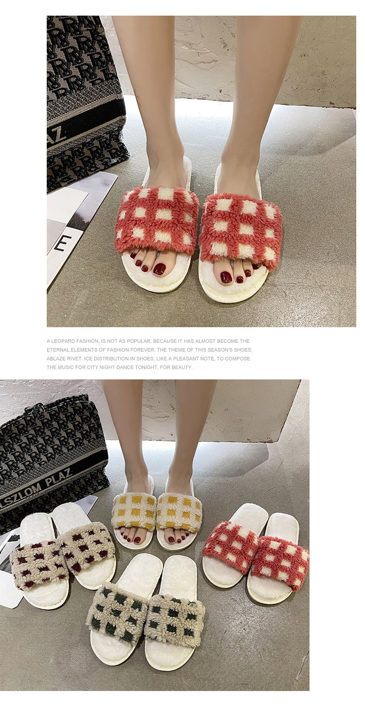 2023 Spring New Flat Slides Fluffy Slippers Women Home Cotton Slippers Comfortable Shoes