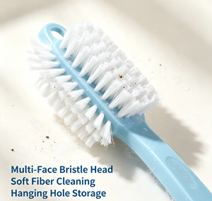 Lot de 2 brosses de nettoyage de chaussures à cinq faces avec manche en plastique, poils en nylon doux, multi-surfaces, sans angle mort, pour l'entretien des chaussures à domicile - Product Image 3