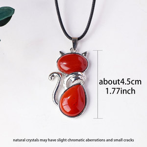 Colgante de Gato de <span class=keywords><strong>Piedra</strong></span> Semipreciosa de Cristal Natural al por Mayor, Collar de Joyería Sencilla, Artesanía de Cristal - Product Image 2