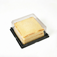 Boîte à gâteau personnalisée en PET avec couvercle transparent, emballage carré, boîtes de conteneurs, base en plastique noir pour gâteau