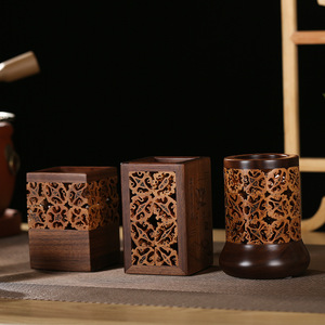 Handmade Walnut Solid Wood Tea Accessory Box Square Traditional Chinese Style Multifunctional Storage For Tea Ceremony Tools - Product Image 2