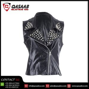 Sur mesure élégant-mode sans manches col noir respirant moto gilets en cuir gilets motard - Product Image 3
