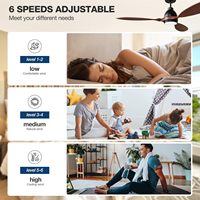 Ventilateurs de plafond intelligents à LED pour usage domestique Finition bois Lames réversibles à intensité variable Télécommande Moteur à courant continu Alimentation électrique