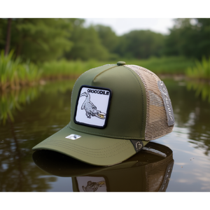 Gorra Trucker con Bordado de Cocodrilo, Tela de Malla, Ajustable, Unisex, Casual, Primavera Verano, Gorra de 6 Paneles - Product Image 2
