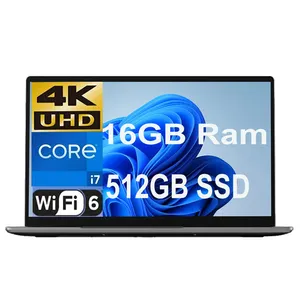 Laptop Pc komputer Notebook Ram 16Gb, Laptop bisnis Inti I7 ramping baru, Windows 11 4K 15.6 inci grosir pabrik