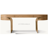Bureau de direction moderne haut de gamme style RH en bois massif, avec pieds en métal courbés, idéal pour le bureau à domicile et la villa