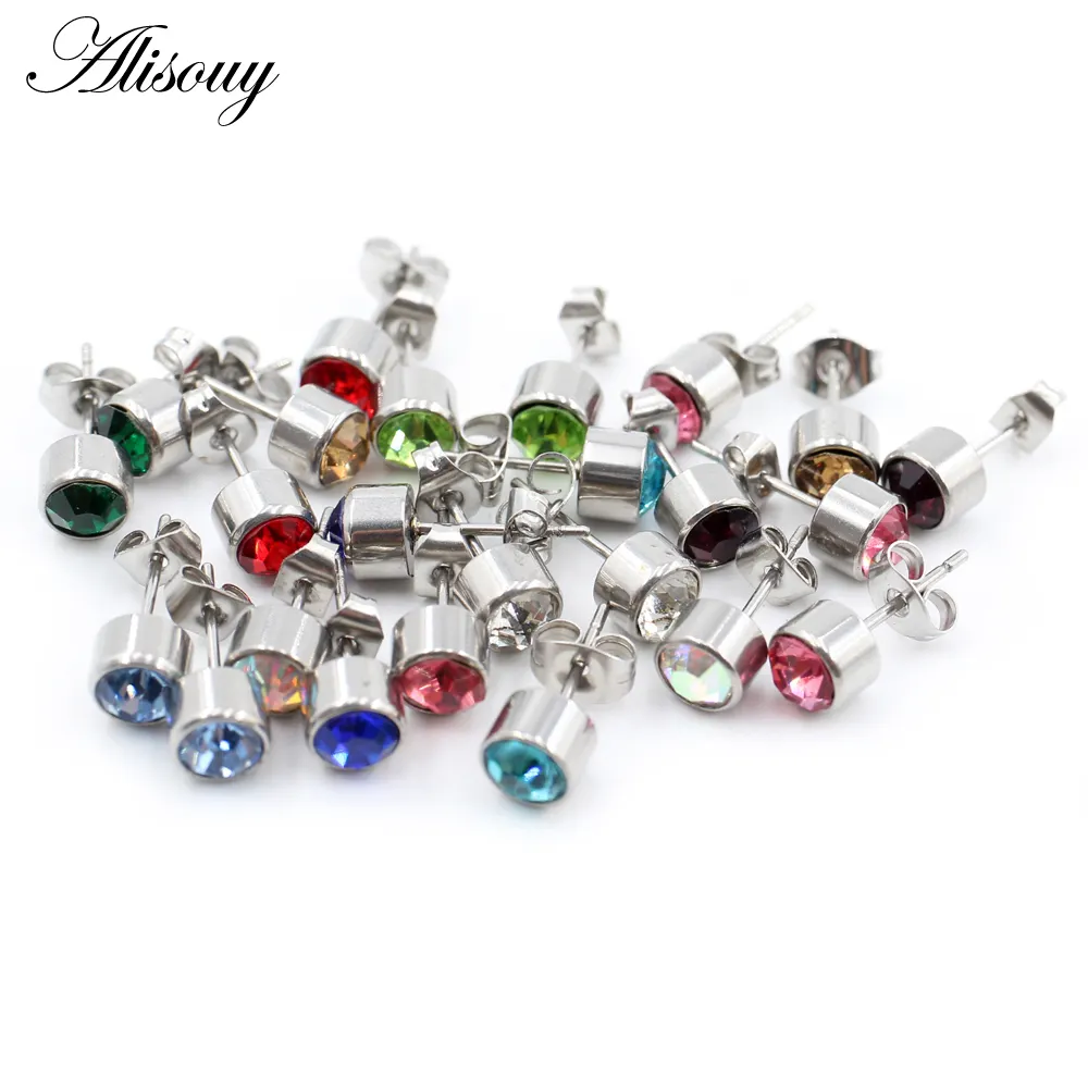 Venta al por mayor de acero inoxidable piedra natal circón oreja hélice Tragus cartílago Stud pendientes Piercing para joyería de pistola