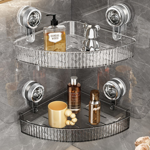 Blue Vine Bathroom Corner Suction Shelf Triangular Wall Mounted Storage Rack With Drainage For Shower Gel Organizer - Product Image 2