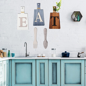 Cutting Board Eat Sign Set Hanging Art Kitchen Eat Sign Fork and Spoon Wall Wood <strong>Crafts</strong> <strong>Home</strong> <strong>Decor</strong> - Product Image 6
