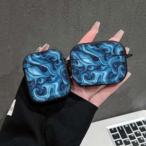 Étui AirPods à motif tourbillon bleu pour AirPods Pro 2 4 3, housse de protection antichoc avec porte-clés - Product Image 1