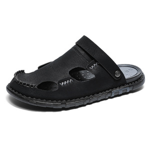 Sandales d'été vintage pour hommes à bout fermé en similicuir, découpées, cousues à la main, résistantes à l'usure, antidérapantes, pour usage quotidien en extérieur - Product Image 4