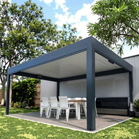 Pergola motorisée de luxe 6x12 en aluminium, cadre thermolaqué, facile à assembler, décorations de jardin LED pour balcon, nature