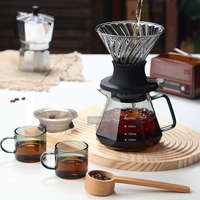 Server Kopi Tuang HIGHWIN dari Kaca Borosilikat, Pot Kopi Kaca Potongan Berlian 400/600ml untuk Aksesoris Kopi Drip Manual
