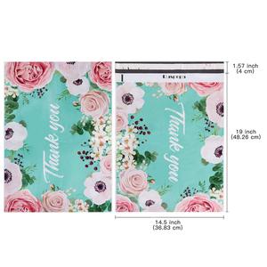 Túi Vận Chuyển Poly Bưu Phẩm 14.5X19 Inch Túi Cảm Ơn Bạn Giấy Ghi Chú Hoa Bao Quanh Teal Poly Bưu Phẩm 3 Triệu Nặng Tự Niêm Phong - Product Image 5