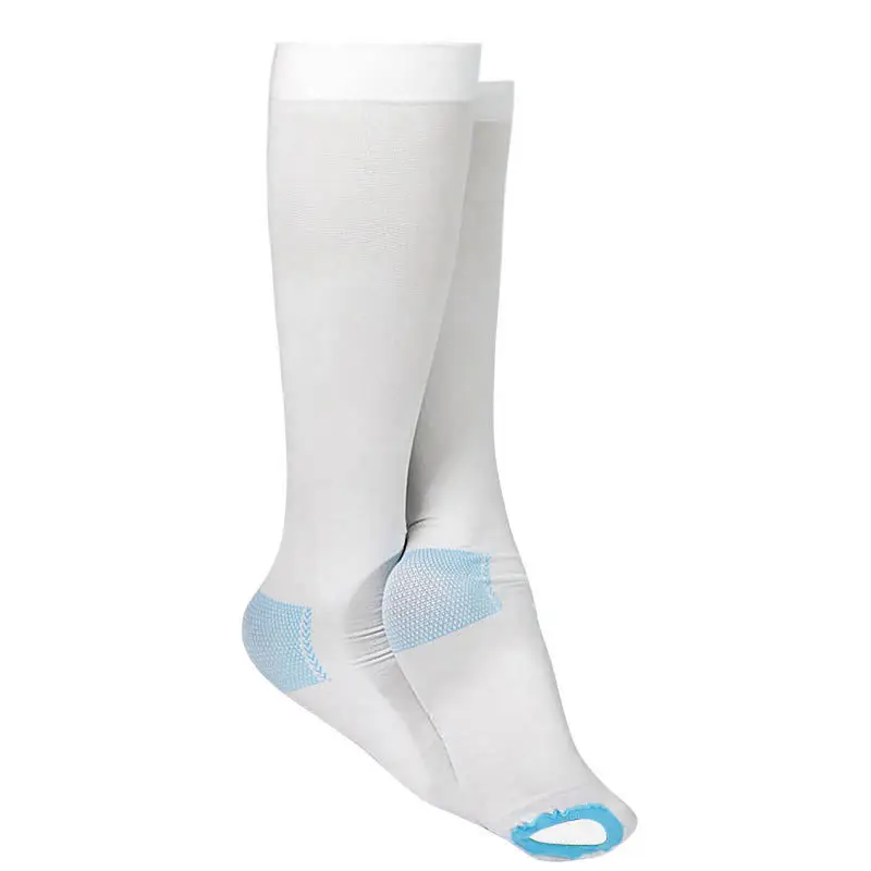 جوارب مريحة ضغط الجوارب الطبية البيضاء مصنع الجملة اصبع القدم مفتوحة مكافحة الانسداد فوق الركبة الفخذ الجوارب العالية