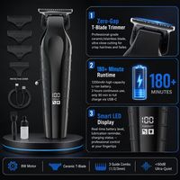 Tondeuse à cheveux professionnelle en acier inoxydable, rechargeable par USB, sans fil, écran LCD, batterie 1200 mAh, pour barbier