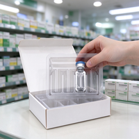 Boîte en plastique PP de haute qualité à 4 compartiments, plateau transparent pour flacons, plateau d'emballage sous blister jetable, vente en gros pour poudre lyophilisée