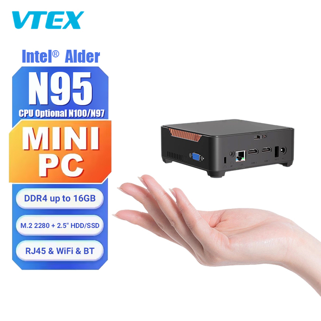 Compact N95 Mini PC DDR4 Memory M.2 NVMe Storage Win10 Win11 Ubuntu Linux OS Powerful Portable Business Office Mini PC N95