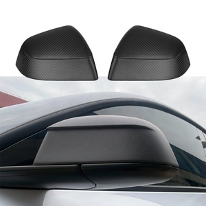 Nuevas Cubiertas de Espejos Retrovisores Laterales de Fibra de Carbono Real para <span class=keywords><strong>Tesla</strong></span> Model Y 2025, Repuesto en Negro Brillante, Accesorios Exteriores - Product Image 1