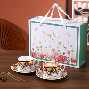 Modern High End Coffee Cup Saucer <b>Set</b> Heat-Resisting Durable Exotic Ceramic Mug Stylish Souvenir Gift Gift Box for Business - Product Image 4
