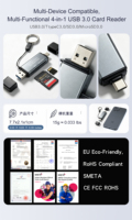 Lecteur de cartes USB3.0 pour cartes SD/Micro SD avec transfert de données à 5 Gbps/s, lecteur de cartes 4 en 1 de type C