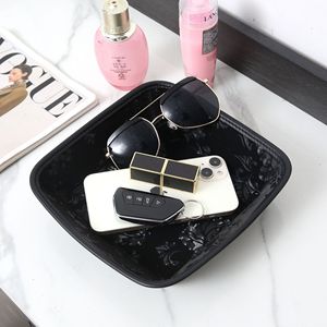 Plateau élégant en cuir imprimé, boîte de rangement rectangulaire 1L pour la maison, le salon, la table basse, décoration - Product Image 1