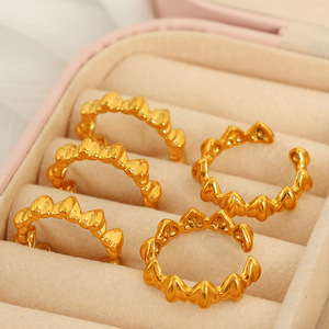 Geometric Irregular <b>Rings</b> For Women Gold Brass <b>Adjustable</b> 7mm Heart Shaped Party Jewelry - Product Image 1