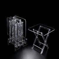 Tables basses modernes carrées en acrylique avec support, ensemble facile à assembler