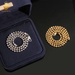 Colliers fins en argent sterling 925 plaqué or, perles rondes de 4 mm en forme de diamant de lune, vente en gros, bijoux pour homme et <span class=keywords><strong>femme</strong></span> - Product Image 3