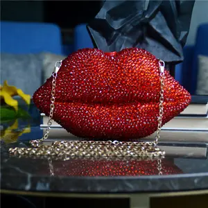 BM9415 2021 hot new crystal bling lip purse acrylic box evening clutch rhinestone beaded clutch purse evening bags