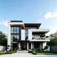 Maisons préfabriquées de luxe à toit plat en acier léger, 3 chambres, villas modernes, hôtels, prêtes à l'emploi pour l'extérieur, construction rapide