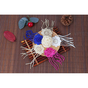 <span class=keywords><strong>Tissu</strong></span> <span class=keywords><strong>bazin</strong></span> riche allemand en dentelle de haute qualité, avec perles et franges perlées, pour robe - Product Image 2