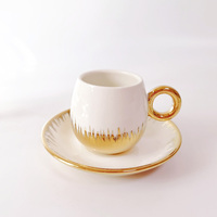 Nouveauté Ensemble de tasses à thé et soucoupes turques en porcelaine de luxe 12 pièces Ensemble de café en céramique avec boîte-cadeau pour les occasions