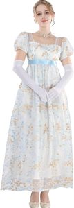 <span class=keywords><strong>Robe</strong></span> de style régence, inspirée de Jane Austen, pour fête du thé victorienne, blanche, lavable, longueur ras du sol, idéale pour l'été - Product Image 2