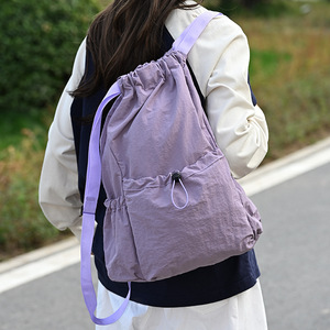 <b>Drawstring</b> <b>Backpack</b> Unisex Lightweight Large Capacity Waterproof Solid Color Outdoor Sports Bag Everyday Use Foldable - Product Image 4